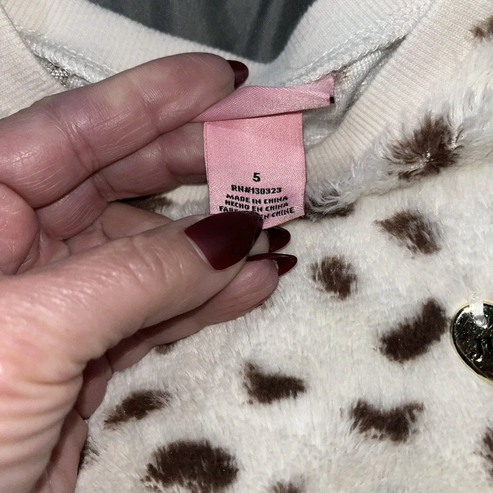 Girls JUICY COUTURE Kids Faux Fur Leopard Print‎ Sweatshirt Size 5